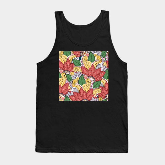 Doodle Pattern with Floral Motifs Tank Top by lissantee